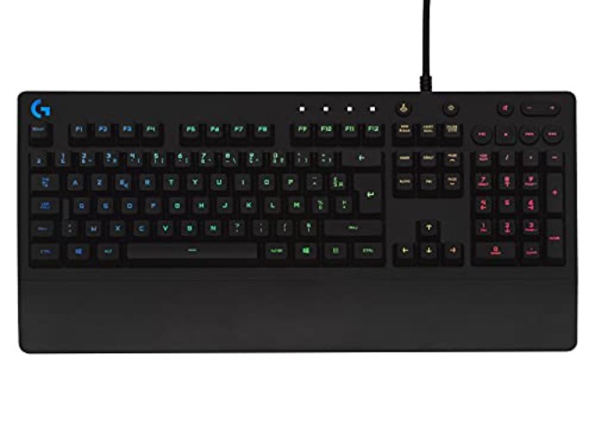 Logitech G213 Prodigy, Clavier Gamer, Eclairage RGB LIGHTSYNC, Résistant aux Éclaboussures, Personnalisable, Commandes Multimédia Dédiées, Français AZERTY - Noir - G213