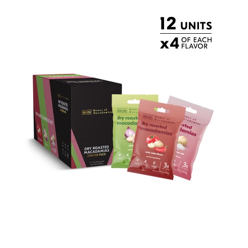 Macadamia Dry Roasted Nuts Variety Pack (3 Flavors, 12 Bags)