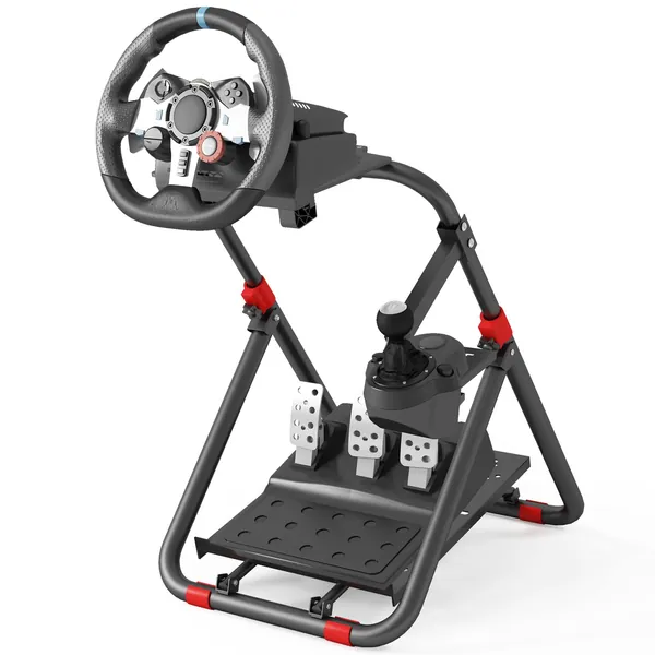 DIWANGUS Racing Steering Wheel Stand Collapsible Tilt-Adjustable Racing Stand for Logitech G920 G29 G923 Supporting Thrustmaster T248X T248 T300 T150 458 TX Xbox PS4 PS5 PC - 