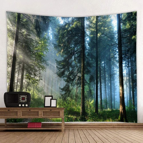 Forest Tapestry Home Decor Landscape Tapestry Living Room Bedroom Decoration Tapestry Magic Tapestry Curtain (Morning Forest, 78''L×60''W) - Morning Forest 78 in x 60 in (L x W)