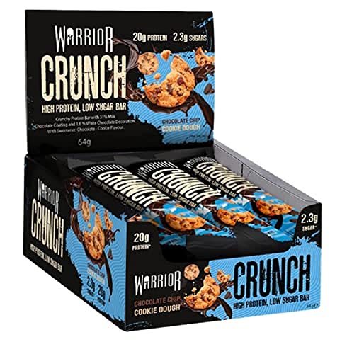 Choc Chip Cookie Dough - Warrior Crunch - 12 Bars - Chocolate Chip Cookie Dough - 12 Count (Pack of 1)