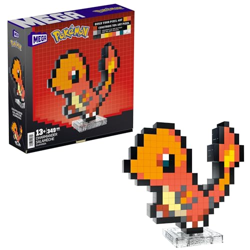 MEGA Pokémon Action Figure Building Set, Charmander with 349 Pieces and Pixel Retro Style, for Table or Wall Decor, Build & Display Toy for Collectors, HTH76 - Charmander