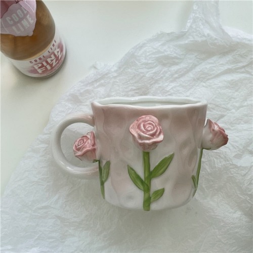 Floral Handpainted Mugs - Roses