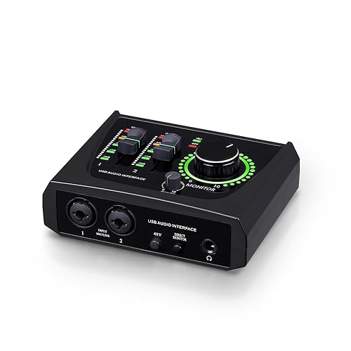 BOMGE mini 2 Channel USB Audio Interface for Recording, Streaming and Podcasting, with XLR/48V Phantom Power,Studio Quality Audio Interface for Guitarist, Vocalist, Podcaster or Producer