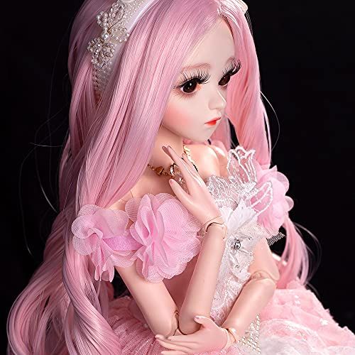 UCanaan BJD Dolls,1/3 SD Dolls 24 Inch 18 Ball Jointed Doll DIY Toys with Full Set Clothes Shoes Wig Makeup, Best Gift for Girls-Valentine - Valentine