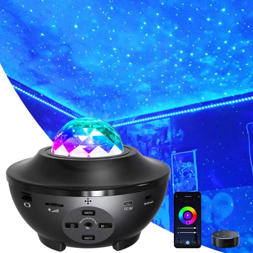 MJDUO Star Night Light Projector Ocean Wave Projector with WiFi Smart App Control Night Light Star Projector Bluetooth Speaker for Bedroom Game Rooms Party