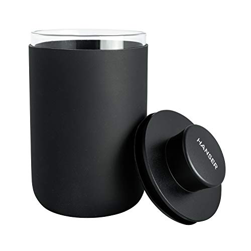 HANSER | Glass Storage Jar | Airtight Glass Container (280ml) | Aluminum Lid with Seal Ring | Including Silicone Cover | Food Safe | Smell Proof | Perfect for Tea and Herbs