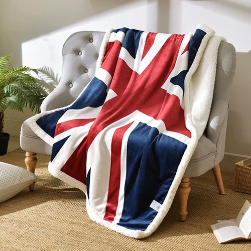 USTIDE Sherpa Throw Blanket Union Jack Blanket 51"x63", Super Soft Fleece Blankets Super Comfy Blanket Comfort Comfy Flannel Blanket Throws for Bed/Couch/Sofa/Office/Camping Caring Gift Blanket - Uk