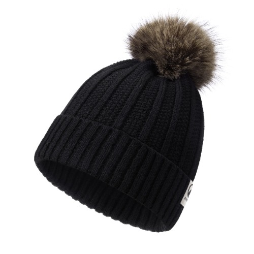 rivmount Beanie Hats for Men Women Beanies with Pom Slouchy Knit Cuffed Caps Warm Soft Stretch for Winter Cold Weather - Jet Black