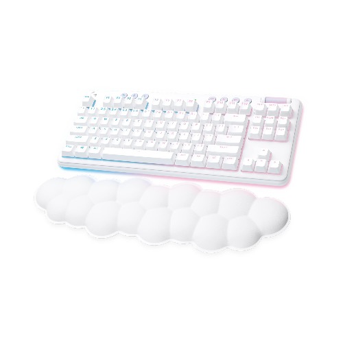 Logitech G715 Wireless Mechanical Gaming Keyboard with LIGHTSYNC RGB, LIGHTSPEED, Linear Switches (GX Red), and Keyboard Palm Rest, PC/Mac Compatible - With $20 SIMS Spa Day Game Pack - White Mist - Wireless Linear Standalone