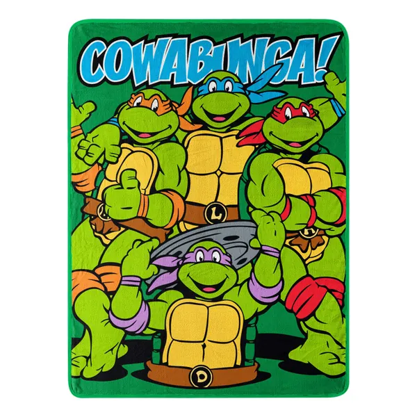 Nickelodeon's Teenage Mutant Ninja Turtles, "Cowabunga Dudes" Fleece Throw Blanket, 46" x 60", Multi Color - Cowabunga Dudes