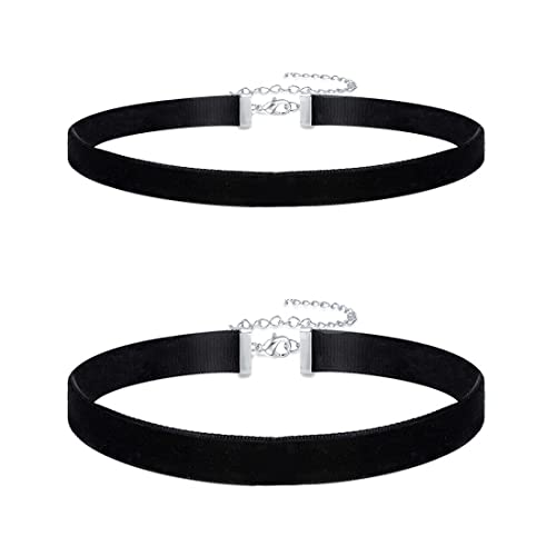 Liuxn Velvet Chokers Black Ribbon Choker Necklaces for Women Girls, 2 Pieces
