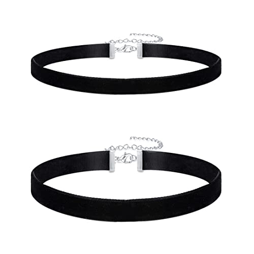 Liuxn Velvet Chokers Black Ribbon Choker Necklaces for Women Girls, 2 Pieces
