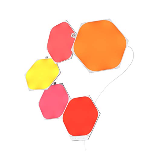Nanoleaf Shapes Hexagon Starter Kit, 5 Smart Light Panels LED RGBW - Modular Wi-Fi Colour Changing Wall Lights, Works with Alexa Google Assistant Apple Homekit, for Room Decor & Gaming - 5 Pack Starter Kit