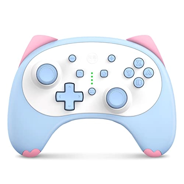 IINE Cute Switch Controller, Bluetooth Cartoon Kitten Nintendo Switch Controllers Wireless, Kawaii Light Switch Gaming PC Controller with TURBO/Double Vibration Function