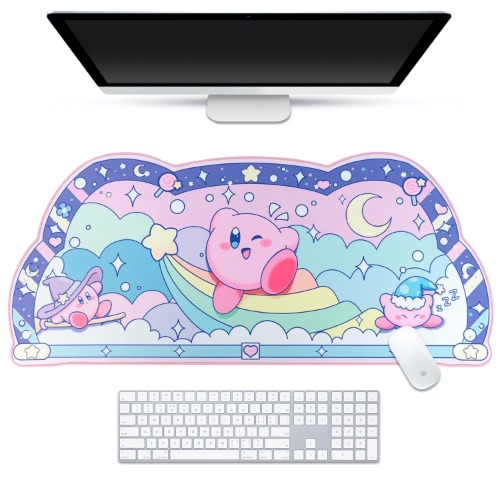 BelugaDesign Almohadilla de escritorio con forma de bola de hojaldre rosa | Alfombrilla para ordenador portátil y PC con teclado de anime lindo Kawaii | Protector de escritorio