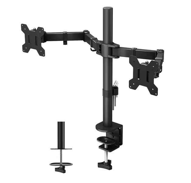 BONTEC Monitor Arm 2 Schermen voor 13-27 inch LCD LED PC Schermen, in Hoogte Verstelbare Monitor Beugel, Ergonomisch Dual Monitor Standaard 90°Kantelbaar 180°Draai 360°, VESA 75/100 mm