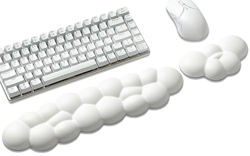 Leolee Keyboard Cloud Wrist Rest and Mouse Wrist Rest Set, White Cloud Wrist Rest with Leather Surface Non-Slip Base Cloud Palm Rest for Relieve Wrist & Arm Pain for PC Gaming/Office/Computer/Laptop - cloud wrist rest-set - White1 Bd