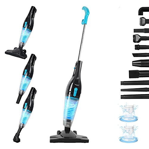 Intercleaner Corded Vacuum Cleaner, 15KPa Powerful Suction with 400W Motor, 12 in 1 Lightweight Bagless Stick Vac with Handheld, Ultra Quiet, for Hardwood Floor Carpet Car Pet Hair - #3 Black