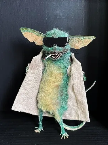 Shadowbox Taxidermy Mouse - Gremlin Flasher - Don't feed it after midnight!