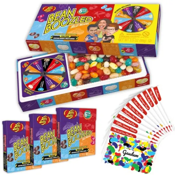 Gaudum Jelly Belly Bean Boozled Jelly Beans Game New Edition + 3 Beanboozled Jelly Bean Refills + 10 Jelly Bean Game Cards | Kids Version
