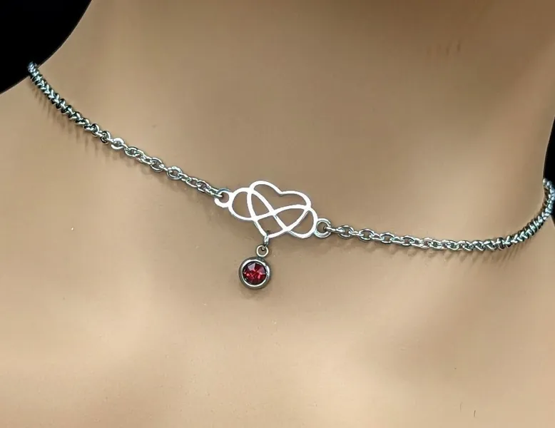Discreet Day Collar * Infinity Heart w/ Color Options * Locking Options * 24/7 Wear