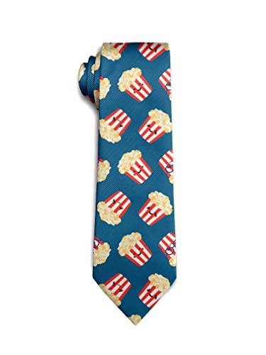 URTEOM Men Novelty Neckties Funny Tie Polyester Textile Soft Neck Ties for Weddings Party Valentine's Day - Popcorn Box