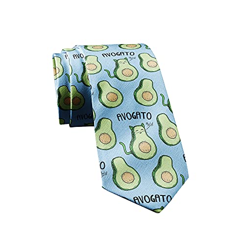 Crazy Dog T-Shirts Avogato Necktie Funny Avocado Toast Gift For Kitty Cat Lover Cute Office Wedding Tie