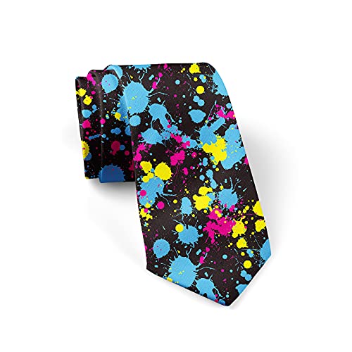 JUDIAN Men's Neckties Tie Fashion Tie Print,Novelty Neck Ties for Every Outfit - Neon Splatter