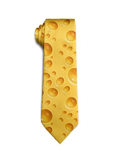 URTEOM Men Novelty Neckties Funny Tie Polyester Textile Soft Neck Ties for Weddings Party Valentine's Day - Cheese