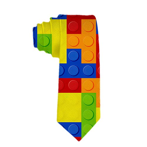 Handmade Ties for Men:Skinny Woven Slim Tie Mens Ties-Thik Necktie Colorful Building Blocks Brick Neckties for Every Outfit