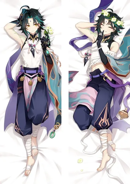 Game Genshin Impact Xiao Cosplay Dakimakura Pillow Case Hugging Body 100x34cm 21024-2