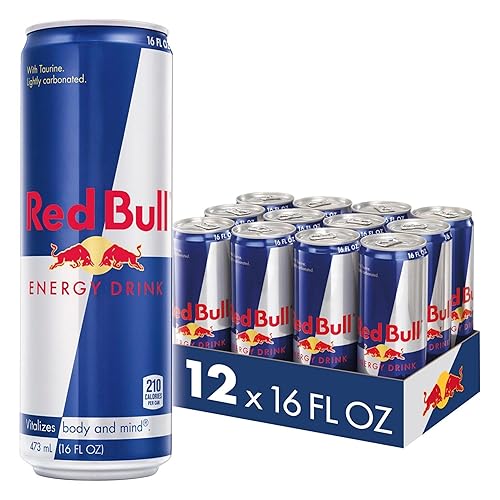 Red Bull Energy Drink with 151mg Caffeine plus Taurine & B Vitamins, 16 Fl Oz, Pack of 12 Cans - Red Bull - 16 Fl Oz (Pack of 12)