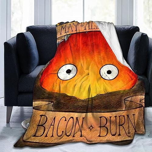 Mioolkt Anime Blanket Cartoon Throw Blankets Ultra Soft Flannel Lightweight Throws for Couch, Bed, Plush Fuzzy Microfiber Warm Thermal All Seasons Use 80x60, Black