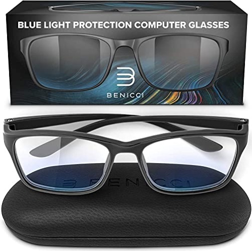 Stylish Blue Light Blocking Glasses for Women or Men - Ease Computer and Digital Eye Strain, Dry Eyes, Headaches Blurry Vision Instantly Blocks Glare from Computers Phone Screens w/Case