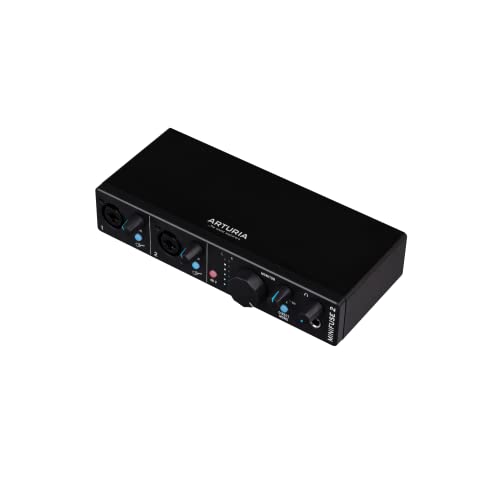 Arturia - MiniFuse 2 - Compact USB Audio & MIDI Interface with Creative Software for Recording, Production, Podcasting, Guitar - Black - MiniFuse 2 - Black
