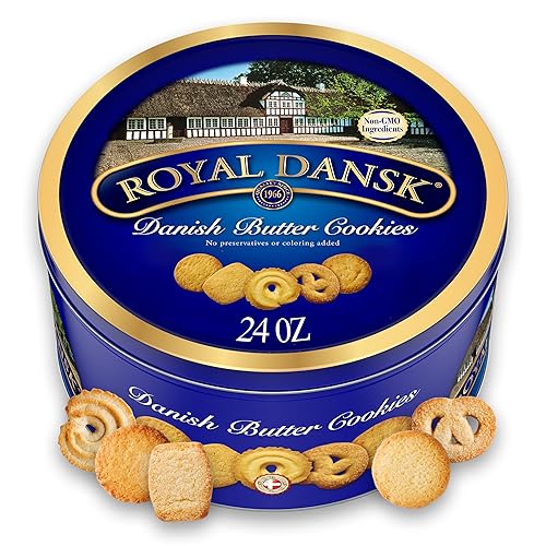 Royal Dansk Danish Cookies Tin, butter, 24 Ounce - Danish Butter cookies - 1.5 Pound (Pack of 1)