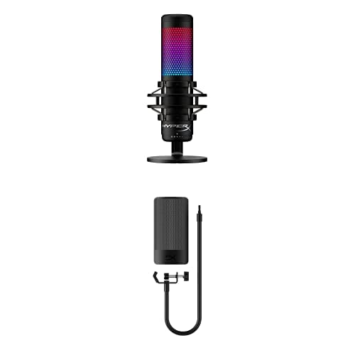 Bundle of HyperX QuadCast S – RGB USB Condenser Microphone for PC, PS4, PS5 and Mac, Anti-Vibration Shock Mount, 4 Polar Patterns, Pop Filter, Gain Control + HyperX Shield Microphone Pop Filter - Bundle - QuadCast S