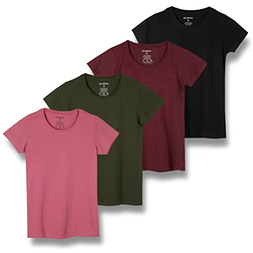 Real Essentials 4 Pack: Women's Classic-Fit Cotton Short-Sleeve Scoop Crew Neck T-Shirt (Available in Plus Size) - Regular Size - X-Large - Set 2