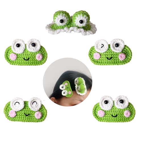 5PCS Handmade Crochet Frog Clips Funny & Cute Animal Hair Clips Animal Theme Hair Clips For Girls Teenage Girls Women