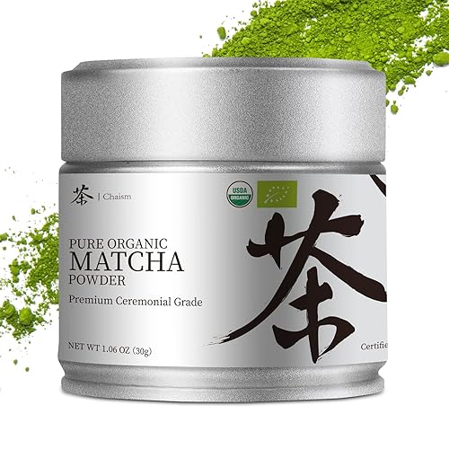 Chaism Ceremonial Grade Matcha Green Tea Powder - Premium First Harvest USDA Organic Gluten-Free Vegan, 100% Pure Unsweetened No Additives, 1.06oz Tin - Matcha - 1 Count (Pack of 1)
