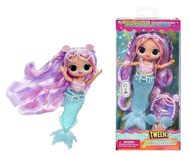 LOL Surprise Tweens Mermaid Lana Marine Fashion Doll with Color Changing Tail, Movable Fin, and Beautiful Accessories – Toy Gift for Kids Ages 4+