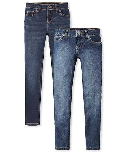 The Children's Place Girls' Super Skinny Jeans - 6 - Dark Twilight Wash/Victory Blue Wash 2-pack - 2