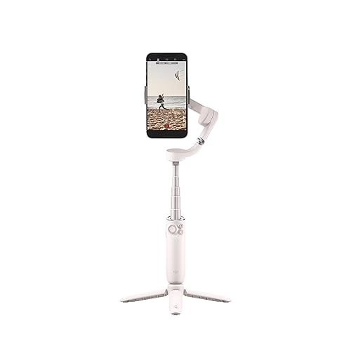DJI OM 5 Smartphone Gimbal Stabilizer, 3-Axis Phone Gimbal, Built-in Extension Rod, Portable and Foldable, Android and iPhone Gimbal with ShotGuides, Vlogging Stabilizer, YouTube Video, Sunset White - DJI OM 5 Sunset White
