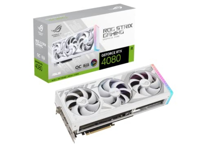 ASUS ROG Strix GeForce RTX™ 4080 White OC Edition Gaming Graphics Card (PCIe 4.0, 16GB GDDR6X, HDMI 2.1a, DisplayPort 1.4a) - White - ROG-STRIX-RTX4080-O16G-WHITE
