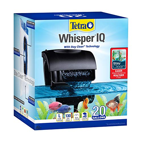 Tetra Whisper IQ Power Filter 20 Gallons, 130 GPH, with Stay Clean Technology - 20-Gallon