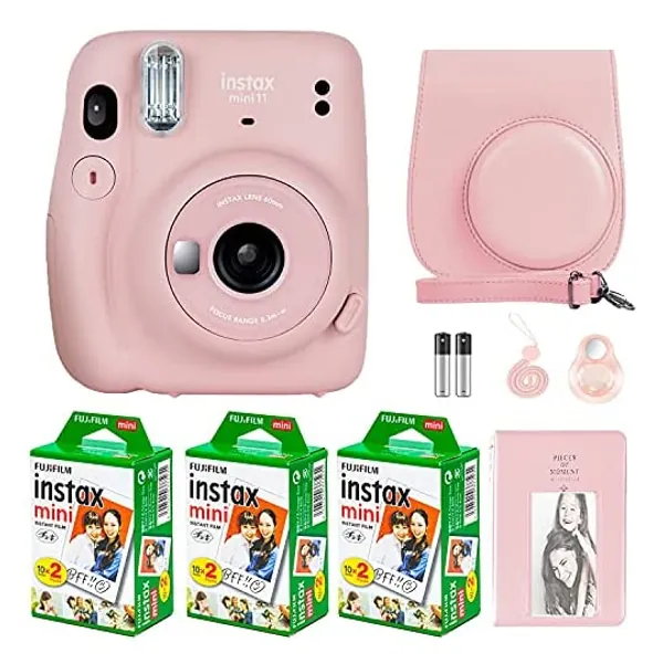 
                            Fujifilm Instax Mini 11 Camera with Fujifilm Instant Mini Film (60 Sheets) Bundle with Deals Number One Accessories Including Carrying Case, Selfie Lens, Photo Album, Stickers (Blush Pink)
                        
