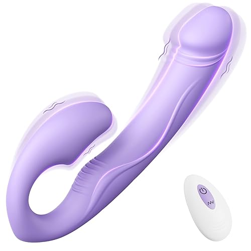 Tracy's Dog Strapless Strap-On Dildo Female Sex Toys, Full Silicone Realistic Double-Ended Dildos Adult Toys with 10 Vibrations & Remote Control, G Spot Dildos Sex Toys for Women Lesbians Couples