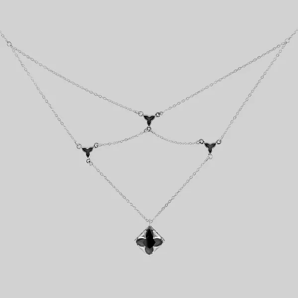 VAULT. Square Onyx Layered Necklace - Silver