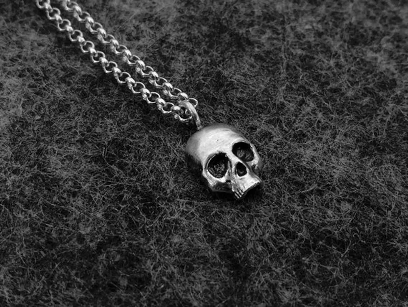Small Skull Necklace in Sterling Silver Gothic Jewelry for Her | Etsy